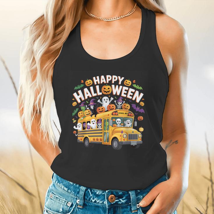 Teacher Halloween School Bus Driver Cute Ghost Witch Party Flowy Tank, gift for family, gift for coworker