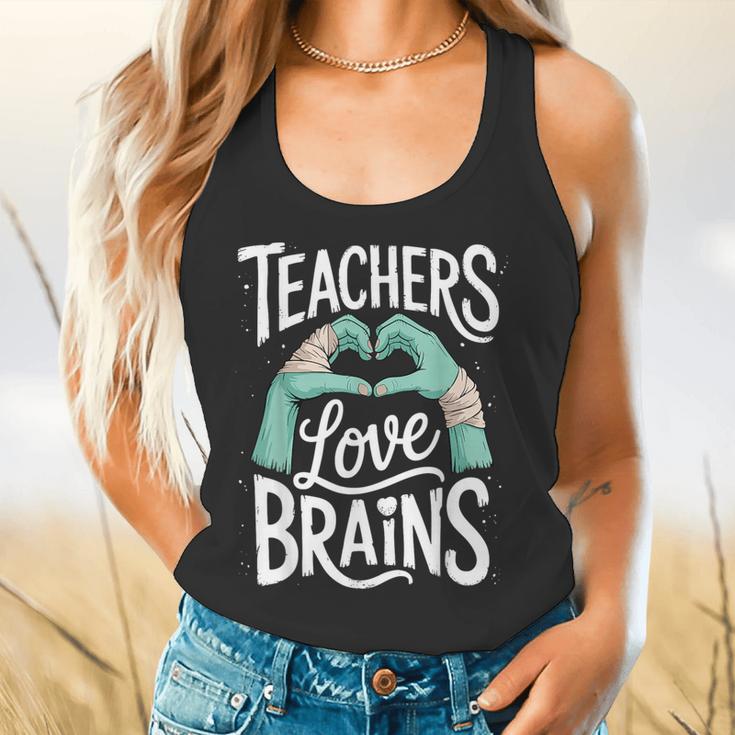 Teacher Halloween Shirt Women Men Teachers Love Brains Flowy Tank, gift for family, gift for coworker