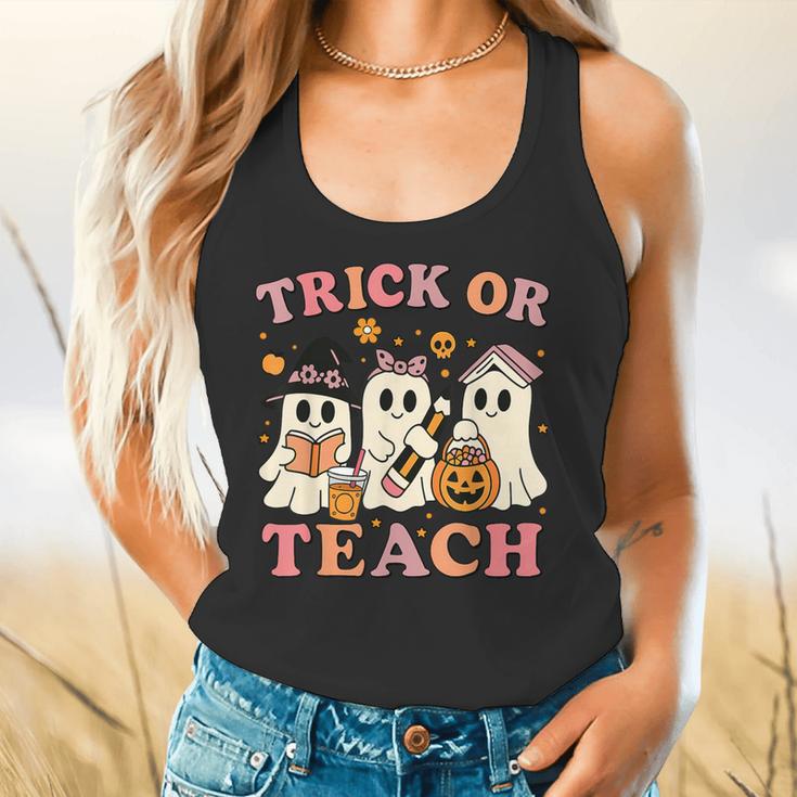 Teacher Halloween Trick Or Teach Cute Ghost Coffee Pumpkins Flowy Tank, gift for family, gift for coworker Teacher Halloween Trick Or Teach Cute Ghost Coffee Pumpkins Flowy Tank, gift for family, gift for coworker