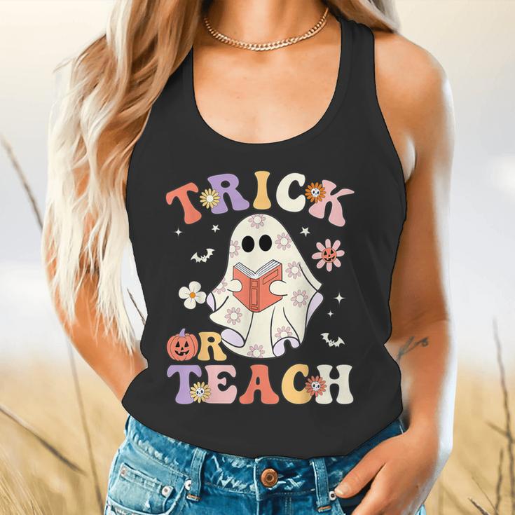 Teacher Halloween Trick Or Teach Floral Ghost Flowy Tank, gift for family, gift for coworker Teacher Halloween Trick Or Teach Floral Ghost Flowy Tank, gift for family, gift for coworker
