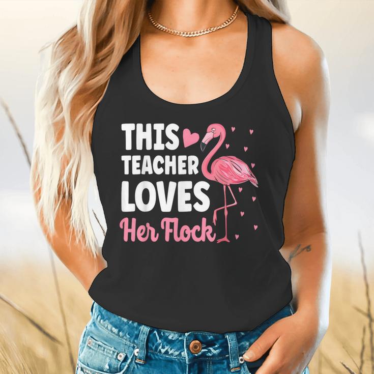 This Teacher Loves Her Flock Teaching Flamingo Girl Flowy Tank, gift for family, gift for coworker