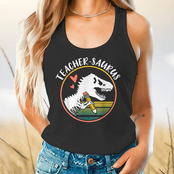 Teacher-Saurus Dinosaur Teacher Design T-Rex Design Flowy Tank, gift for family, gift for coworker