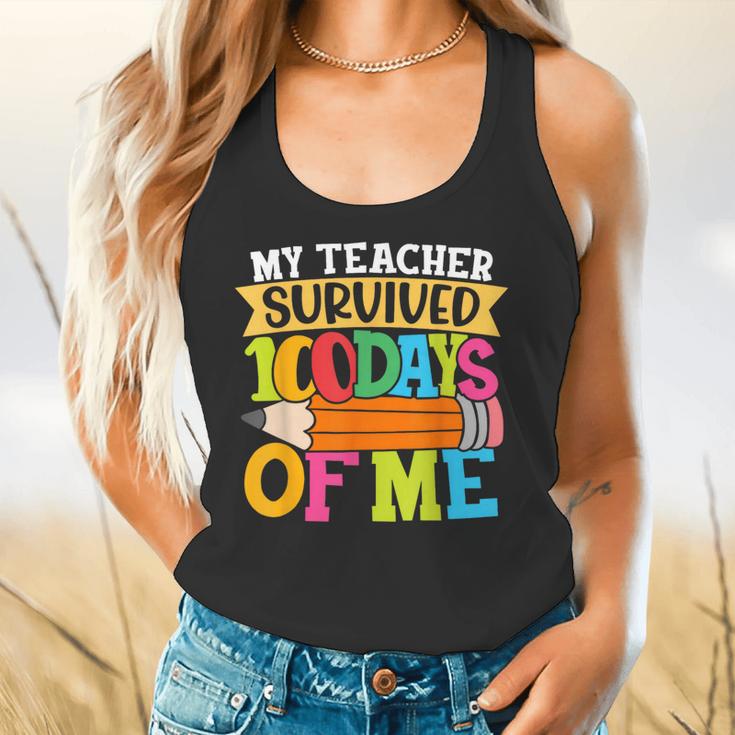 My Teacher Survived 100 Days Of Me 100th Day Of School Kids Flowy Tank, gift for family, gift for coworker My Teacher Survived 100 Days Of Me 100th Day Of School Kids Flowy Tank, gift for family, gift for coworker