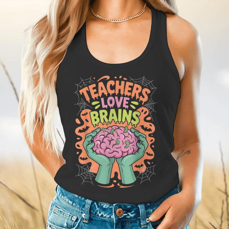 Teacher Teachers Love Brains Halloween Men Women Flowy Tank, gift for family, gift for coworker
