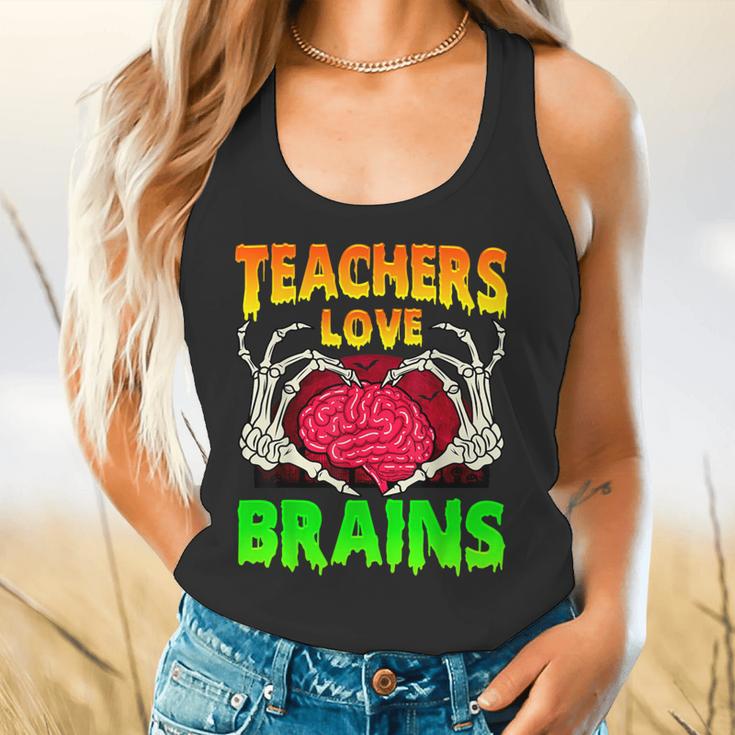 Teacher Teachers Love Brains Skeleton Hand Heart Halloween Flowy Tank, gift for family, gift for coworker Teacher Teachers Love Brains Skeleton Hand Heart Halloween Flowy Tank, gift for family, gift for coworker