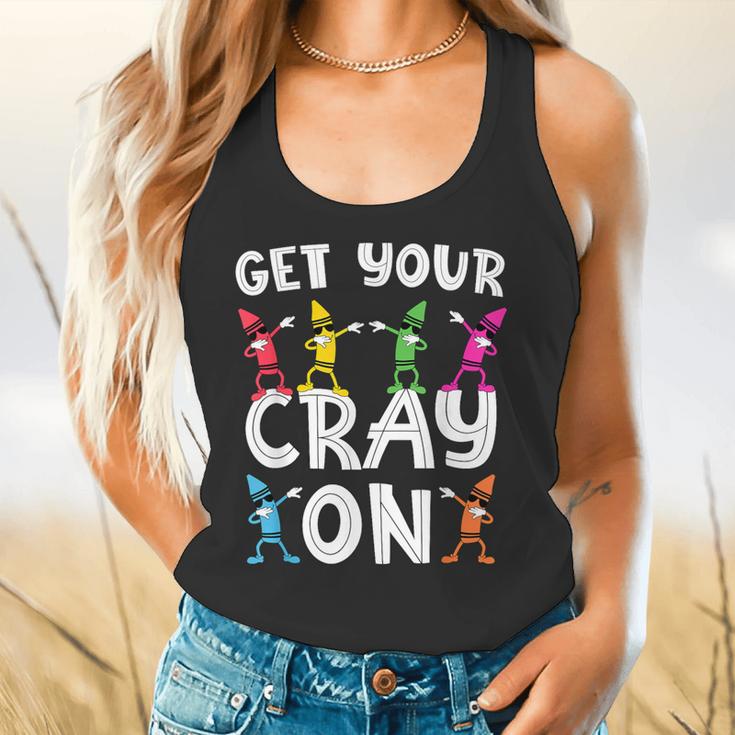 Teacher's Get Your Cray On Dabbing Crayons Flowy Tank, gift for family, gift for coworker Teacher's Get Your Cray On Dabbing Crayons Flowy Tank, gift for family, gift for coworker