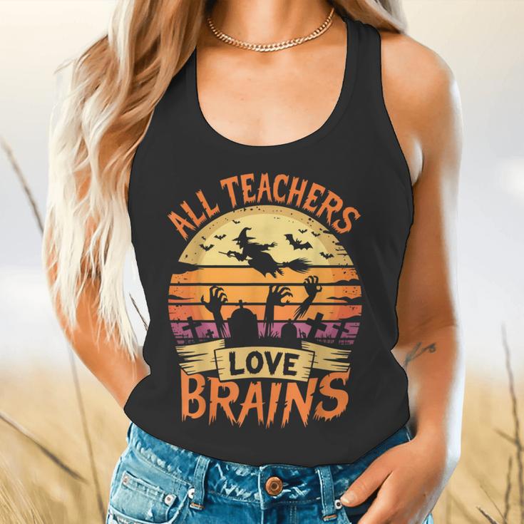 All Teachers Love Brains Halloween Teacher Flowy Tank, gift for family, gift for coworker