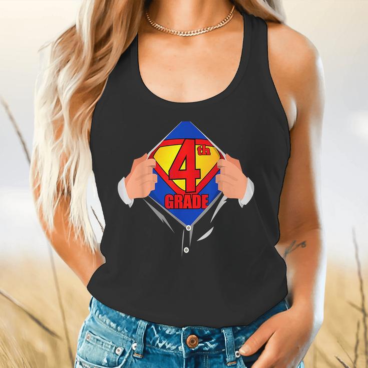 Teachers Are Superheroes 4th Grade Super Teacher Staff Men Women Flowy Tank, gift for family, gift for coworker