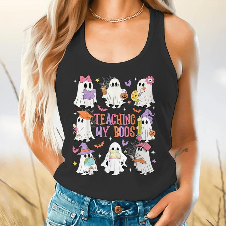 Teaching My Boos Teacher Cute Ghost Groovy Teacher Halloween Flowy Tank, gift for family, gift for coworker