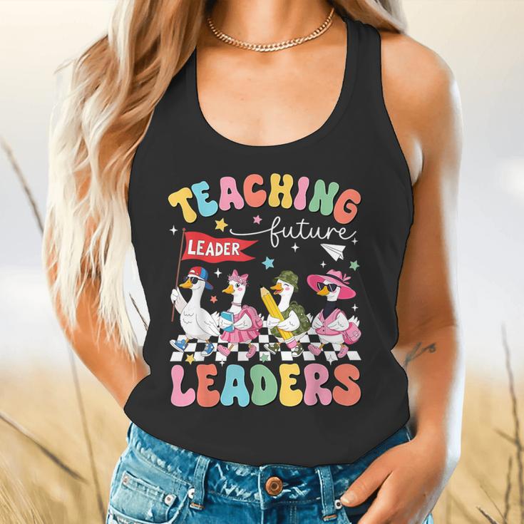Teaching Future Leaders Groovy Teacher Back To School Flowy Tank, gift for family, gift for coworker