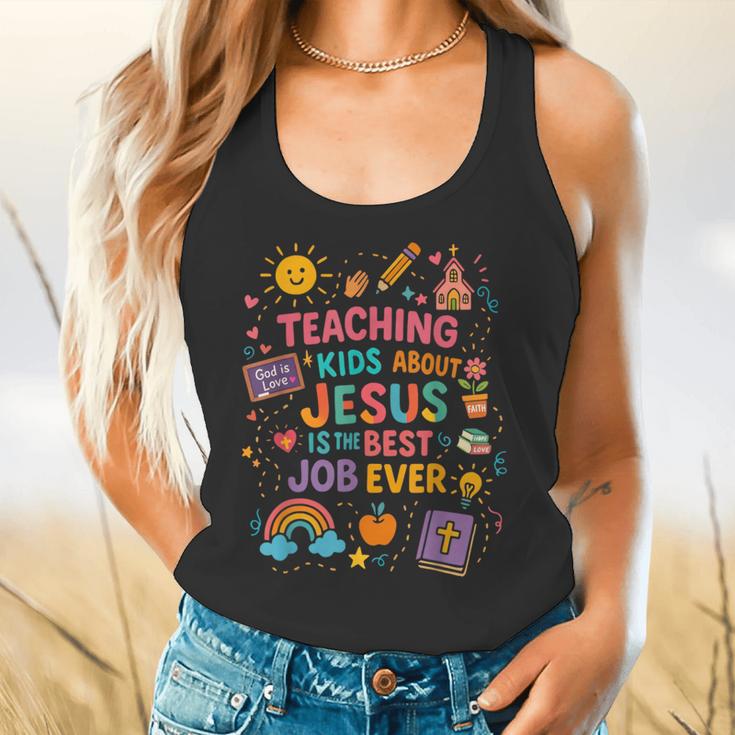 Teaching Kids About Jesus Is The Best Job Ever Bible Teacher Flowy Tank, gift for family, gift for coworker Teaching Kids About Jesus Is The Best Job Ever Bible Teacher Flowy Tank, gift for family, gift for coworker