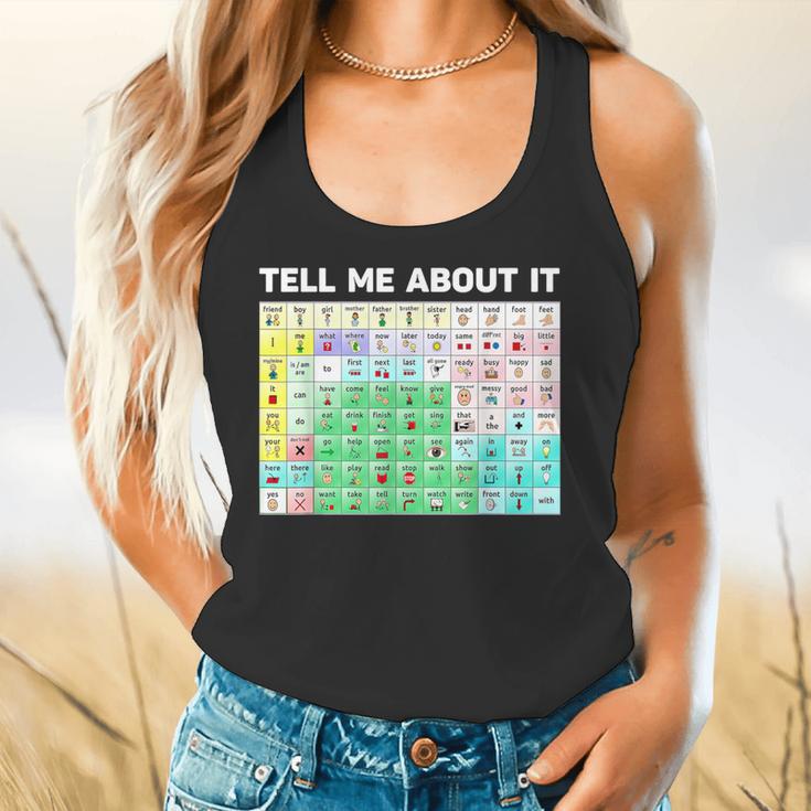 Tell Me About It Speech Language Pathology AAC Sped Teacher Flowy Tank, gift for family, gift for coworker Tell Me About It Speech Language Pathology AAC Sped Teacher Flowy Tank, gift for family, gift for coworker