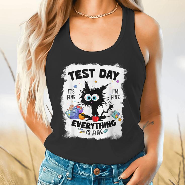 Test Day Stressed Cat Teacher Student Kids Testing Day Flowy Tank, gift for family, gift for coworker