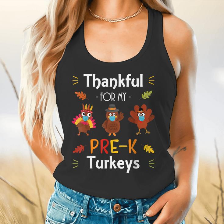 Thankful For My Prek Turkeys In Masks Thanksgiving Teacher For Men Women Flowy Tank, gift for family, gift for coworker