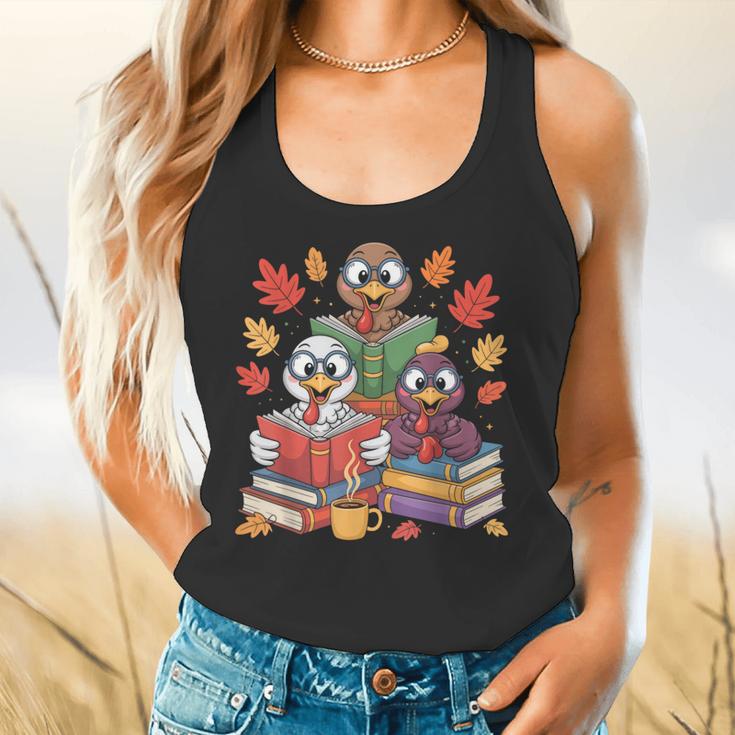 Thanksgiving Teacher Books Turkey Reading Book Flowy Tank, gift for family, gift for coworker Thanksgiving Teacher Books Turkey Reading Book Flowy Tank, gift for family, gift for coworker