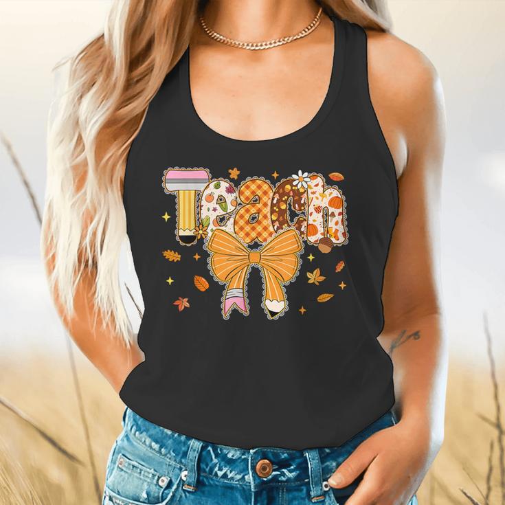 Thanksgiving Teacher Pencil Bow One Thankful Teacher Fall Flowy Tank, gift for family, gift for coworker Thanksgiving Teacher Pencil Bow One Thankful Teacher Fall Flowy Tank, gift for family, gift for coworker
