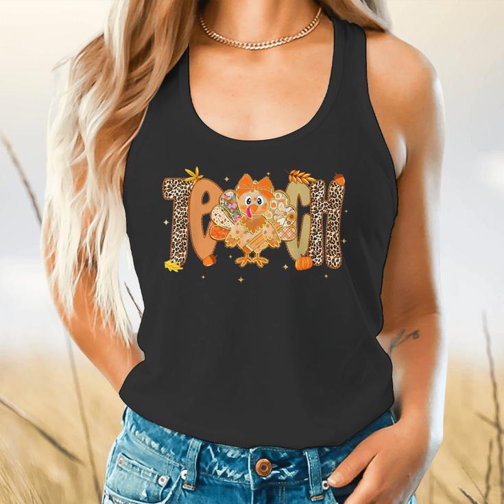 Thanksgiving Turkey Teach Thankful Teacher Girly Bow Women Flowy Tank, gift for family, gift for coworker Thanksgiving Turkey Teach Thankful Teacher Girly Bow Women Flowy Tank, gift for family, gift for coworker