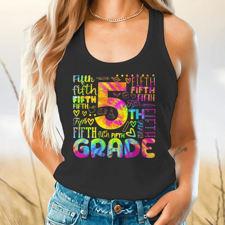 Tie Dye 5th Grade Typography Team Fifth Grade Teacher For Men Women Girls Kids Flowy Tank, gift for family, gift for coworker