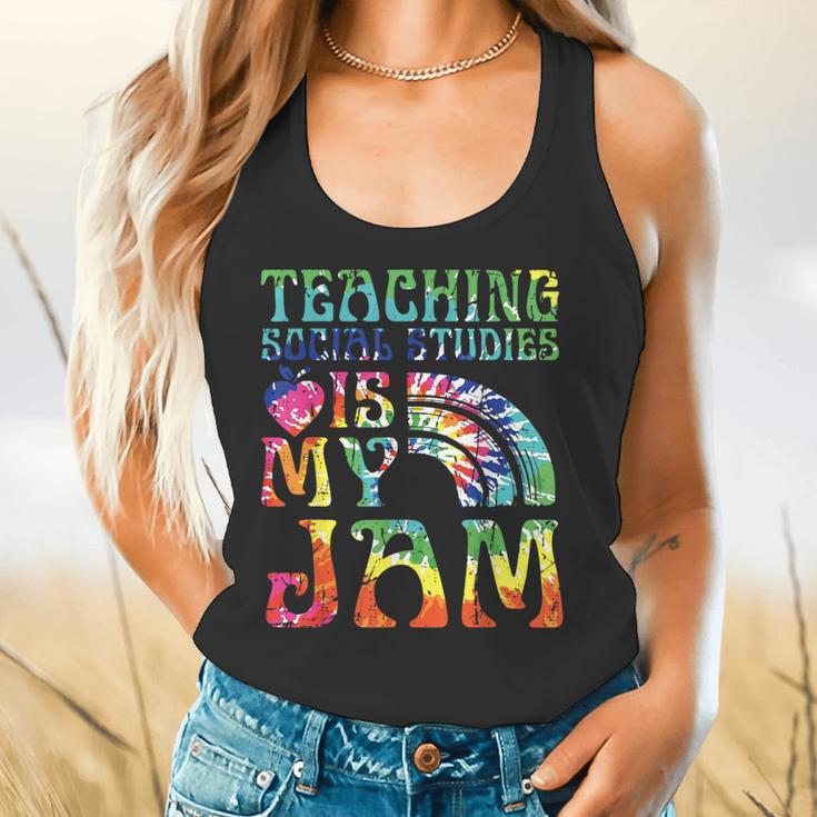 Tie Dye Teaching Social Studies Is My Jam Sunglasses Teacher Flowy Tank, gift for family, gift for coworker