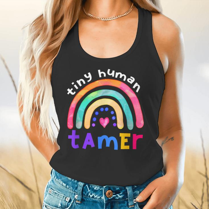 Tiny Human Tamer Watercolor Rainbow Daycare Teacher Flowy Tank, gift for family, gift for coworker