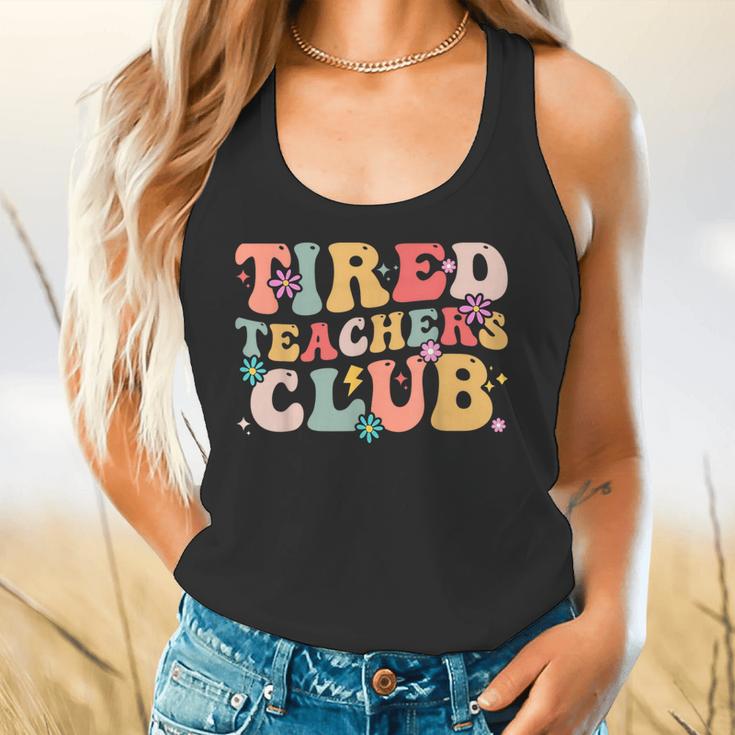 Tired Teachers Club Groovy Teachers Back To School Tee Flowy Tank, gift for family, gift for coworker