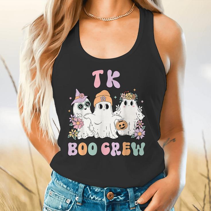 TK Boo Crew Retro Groovy Halloween Floral Ghost TK Teacher Flowy Tank, gift for family, gift for coworker
