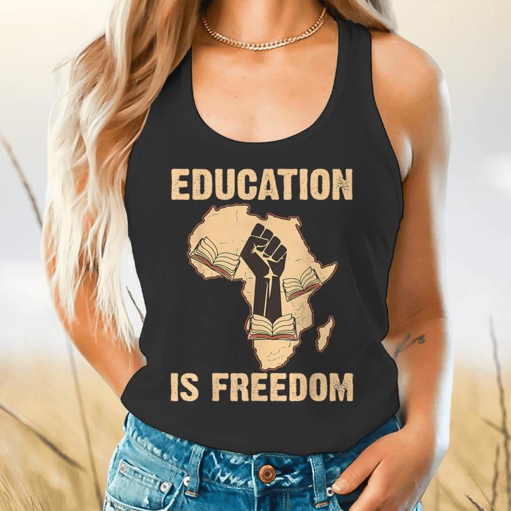 History Education Is Freedom African Map Black Teacher Flowy Tank, gift for family, gift for coworker