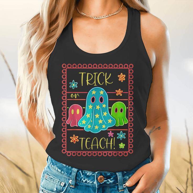 Trick Or Teach Neon Ghost Flower Teacher Spooky Halloween Flowy Tank, gift for family, gift for coworker Trick Or Teach Neon Ghost Flower Teacher Spooky Halloween Flowy Tank, gift for family, gift for coworker