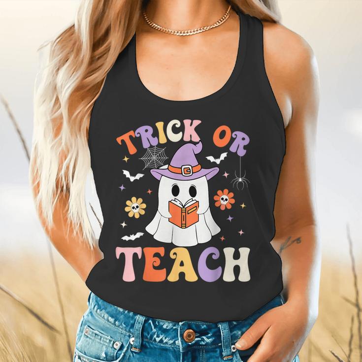 Trick Or Teach Teacher Groovy Ghost Halloween Teacher Flowy Tank, gift for family, gift for coworker Trick Or Teach Teacher Groovy Ghost Halloween Teacher Flowy Tank, gift for family, gift for coworker