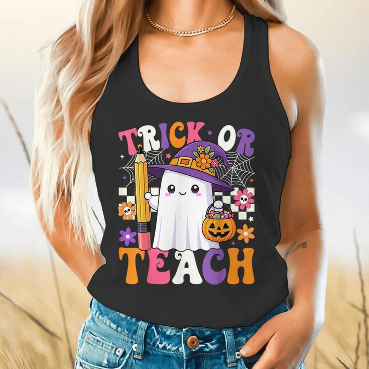Trick Or Teach Teacher Pencil Ghost Halloween Teacher Flowy Tank, gift for family, gift for coworker Trick Or Teach Teacher Pencil Ghost Halloween Teacher Flowy Tank, gift for family, gift for coworker