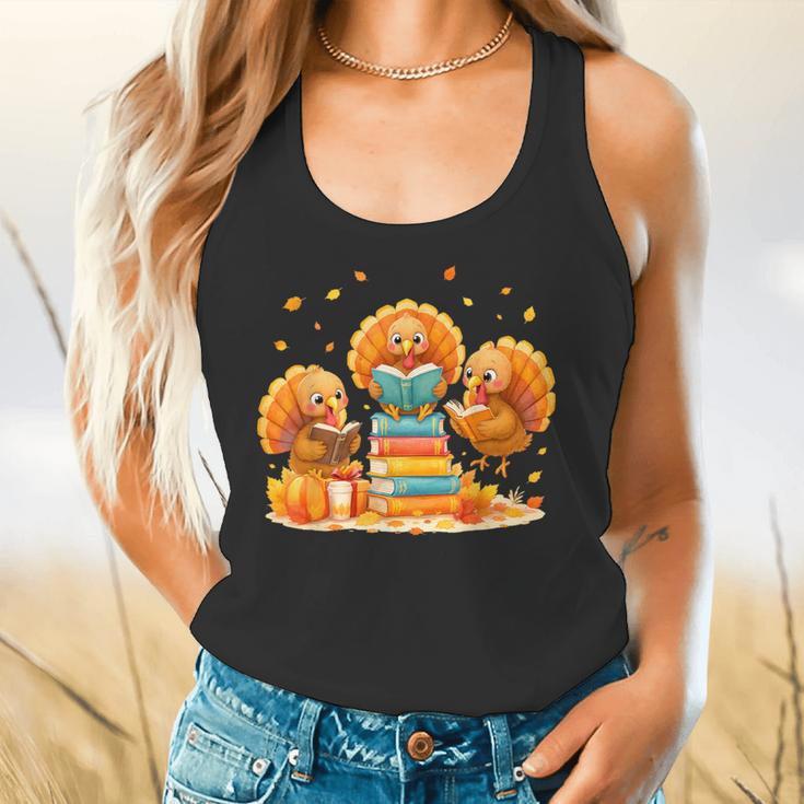 Turkey Read Books Reading Fall Thanksgiving Teacher Flowy Tank, gift for family, gift for coworker Turkey Read Books Reading Fall Thanksgiving Teacher Flowy Tank, gift for family, gift for coworker