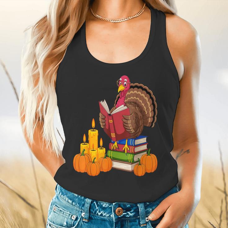 Turkey Reading Books Fall Thanksgiving Teacher Book Flowy Tank, gift for family, gift for coworker Turkey Reading Books Fall Thanksgiving Teacher Book Flowy Tank, gift for family, gift for coworker