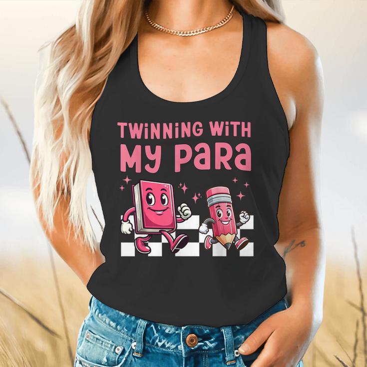 Twinning With My Para Teacher Matching Paraprofessional 70s For Men Women Flowy Tank, gift for family, gift for coworker