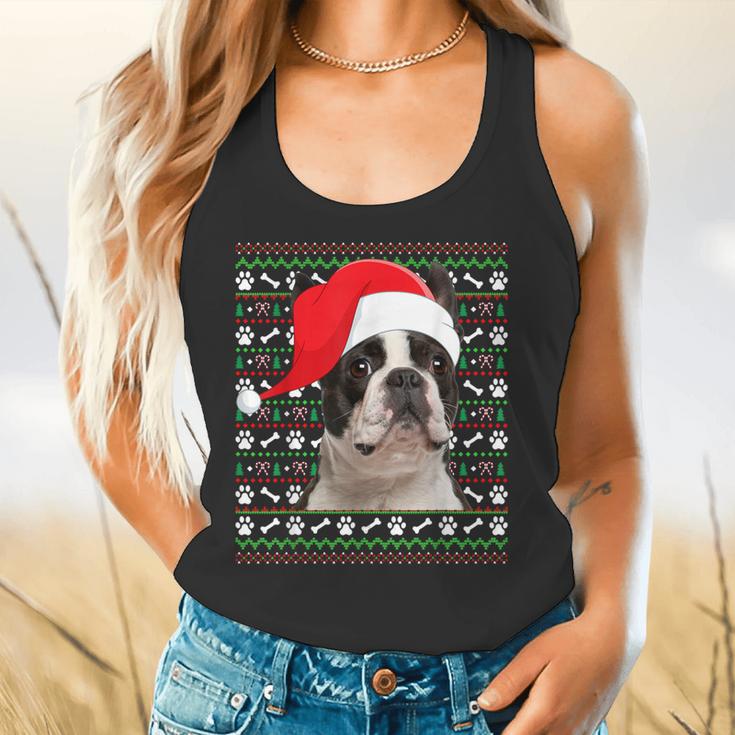 Ugly Xmas Sweater Santa Boston Terrier Dog Christmas For Men Women Kids Flowy Tank, gift for family, gift for coworker