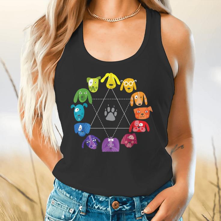 Unique For Artists By ADS Color Wheel Educational Art Teacher Dog Themed Artist Small Flowy Tank, gift for family, gift for coworker
