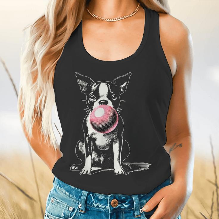 Vintage Boston Terrier Blowing Bubble Gum American Gentleman Flowy Tank, gift for family, gift for coworker