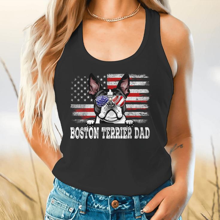 Vintage Boston Terrier Dad American Flag Father's Day Flowy Tank, gift for family, gift for coworker