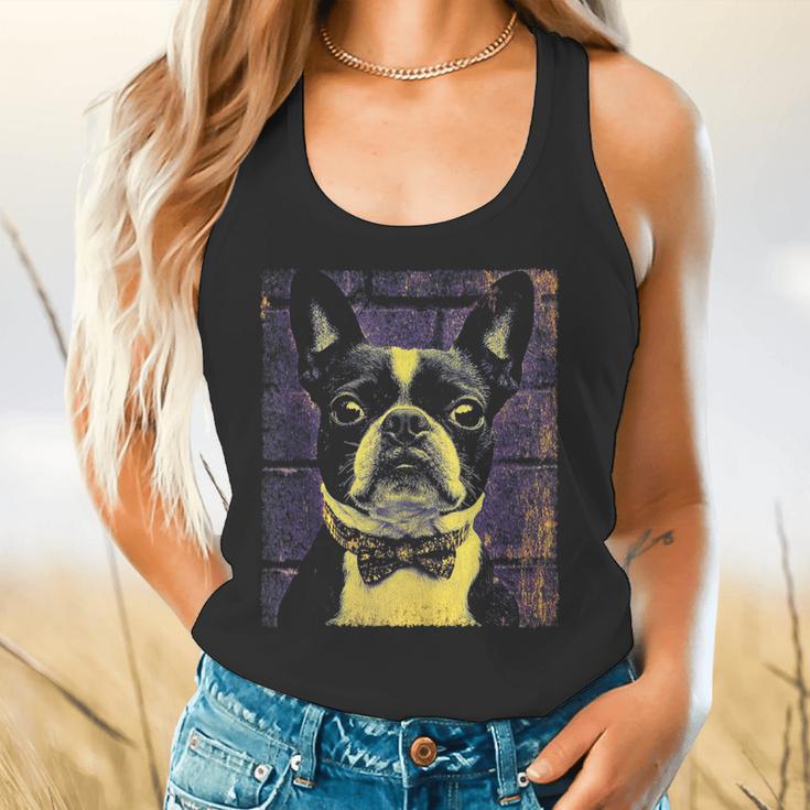 Vintage Boston Terrier Dog Flowy Tank, gift for family, gift for coworker
