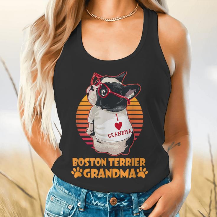 Vintage Boston Terrier Grandma Wear Sunglasses Dog Lover Men Women Girls Kids Flowy Tank, gift for family, gift for coworker