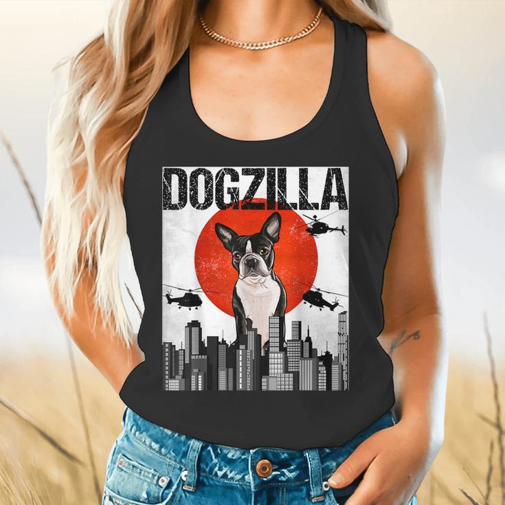 Vintage Japanese Dogzilla Boston Terrier Flowy Tank, gift for family, gift for coworker