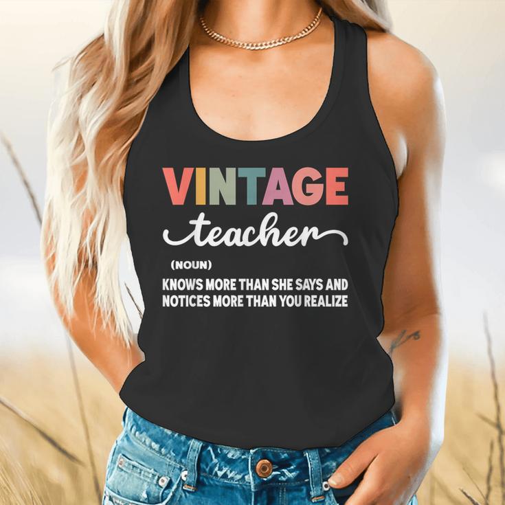 Vintage Teacher Knows More Than She Says Outfit Definition Flowy Tank, gift for family, gift for coworker Vintage Teacher Knows More Than She Says Outfit Definition Flowy Tank, gift for family, gift for coworker