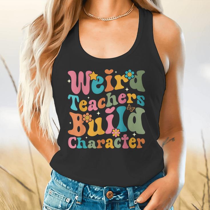 Vintage Teacher Sayings Weird Teachers Build Character For Men Women Flowy Tank, gift for family, gift for coworker