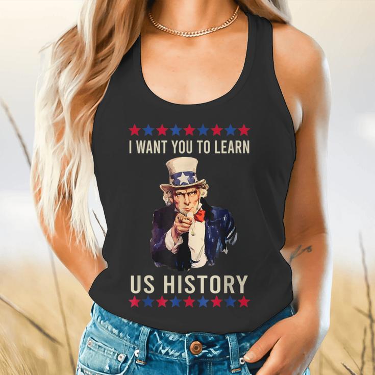 I Want You To Learn US History American Teacher School For Men Women Flowy Tank, gift for family, gift for coworker