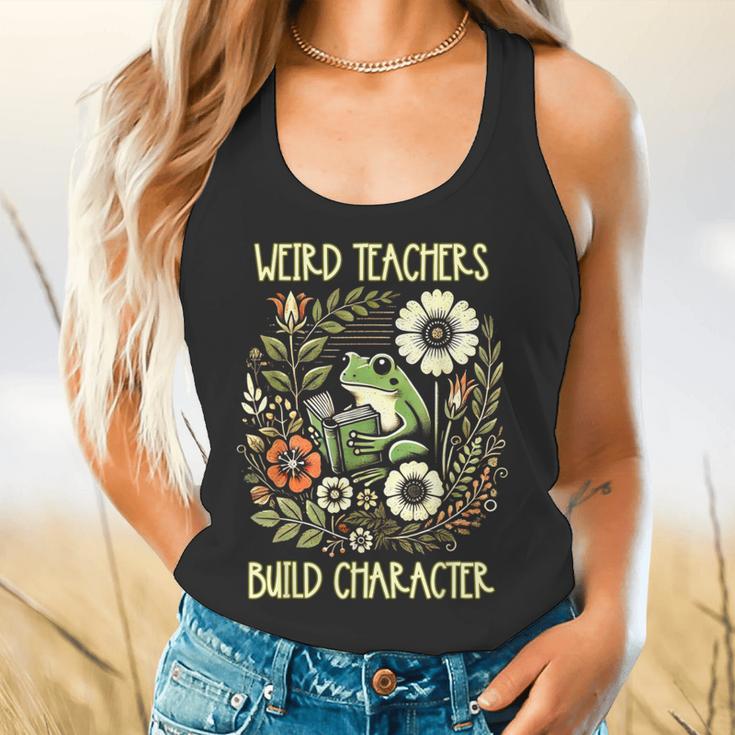 Weird Teachers Build Character Frog Reading Book Librarian Flowy Tank, gift for family, gift for coworker Weird Teachers Build Character Frog Reading Book Librarian Flowy Tank, gift for family, gift for coworker