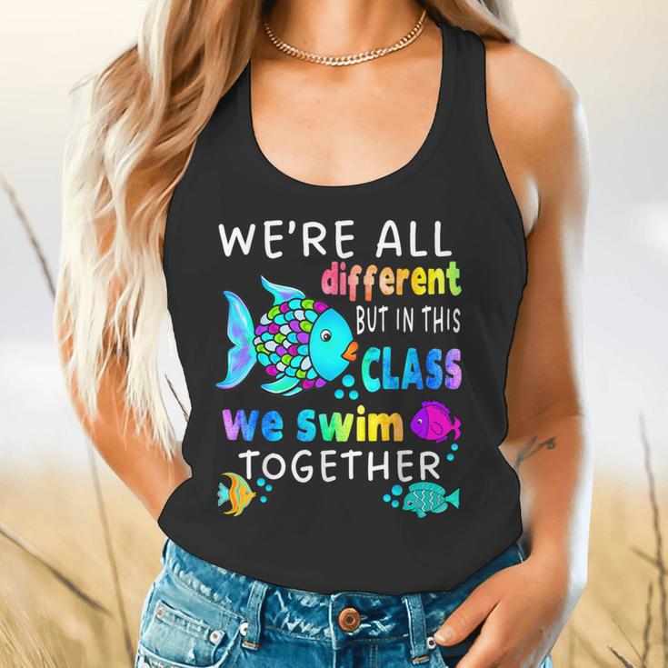 We'Re All Different But We Swim Together Elementary Teacher Flowy Tank, gift for family, gift for coworker We'Re All Different But We Swim Together Elementary Teacher Flowy Tank, gift for family, gift for coworker