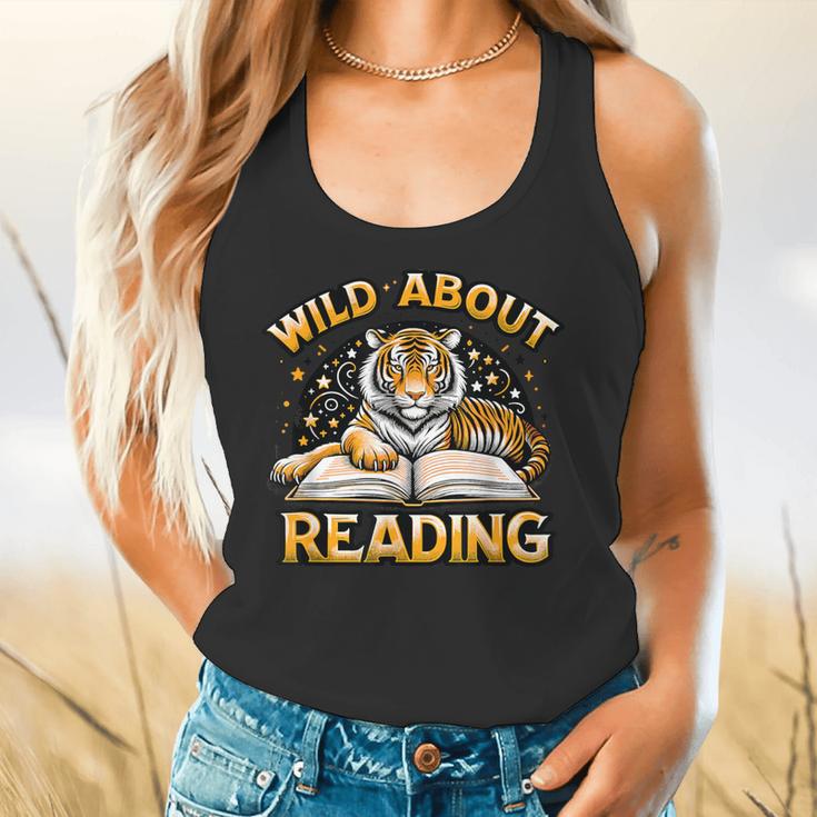 Wild About Reading Tiger For Teachers & Students Flowy Tank, gift for family, gift for coworker