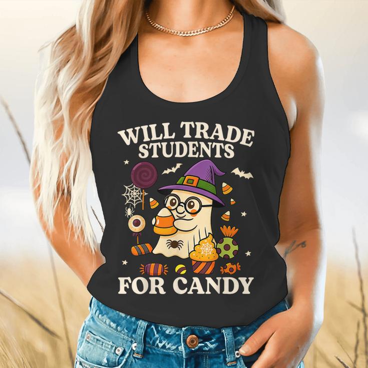 Will Trade Students For Candy Teacher Ghost Halloween Flowy Tank, gift for family, gift for coworker Will Trade Students For Candy Teacher Ghost Halloween Flowy Tank, gift for family, gift for coworker