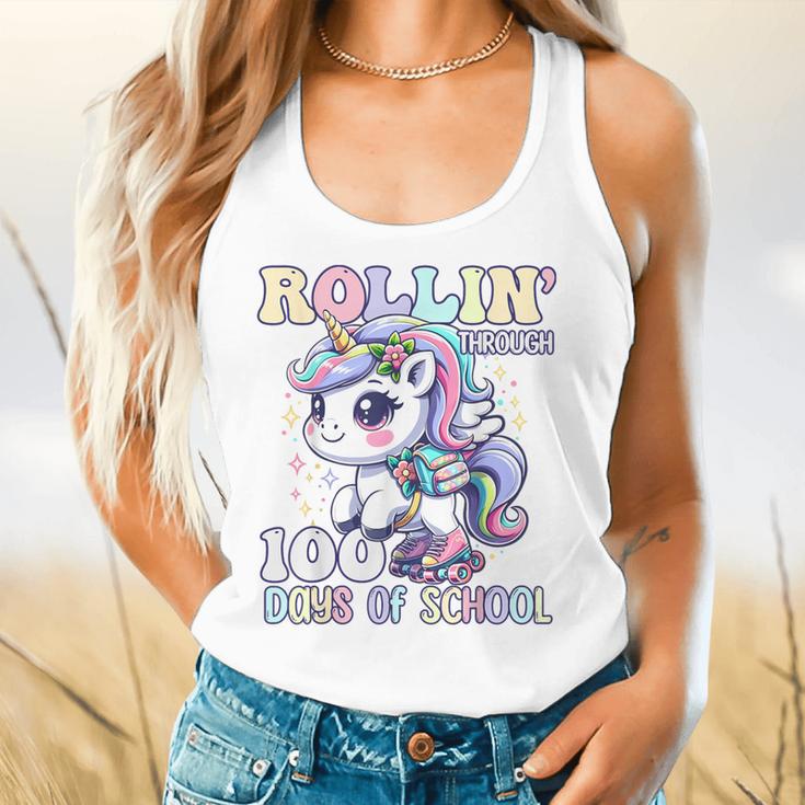 100 Days Of School Girls Teacher 100th Day Unicorn Outfit Flowy Tank, gift for family, gift for coworker