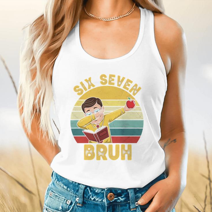 67 Meme Six Seven Bruh Retro Dabbing Teacher School Flowy Tank, gift for family, gift for coworker