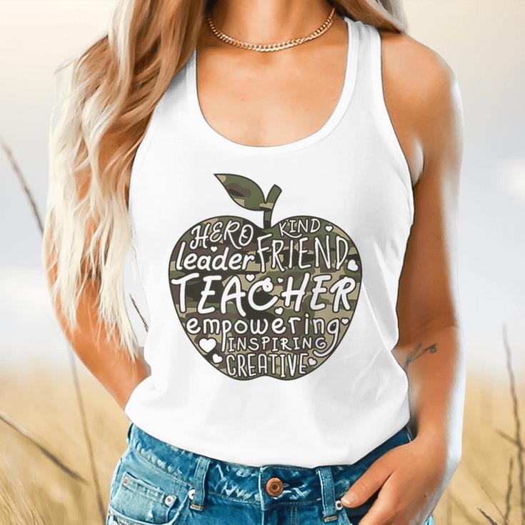 Apple Camoflauge Clothing Camo Student Teacher Cute School Flowy Tank, gift for family, gift for coworker